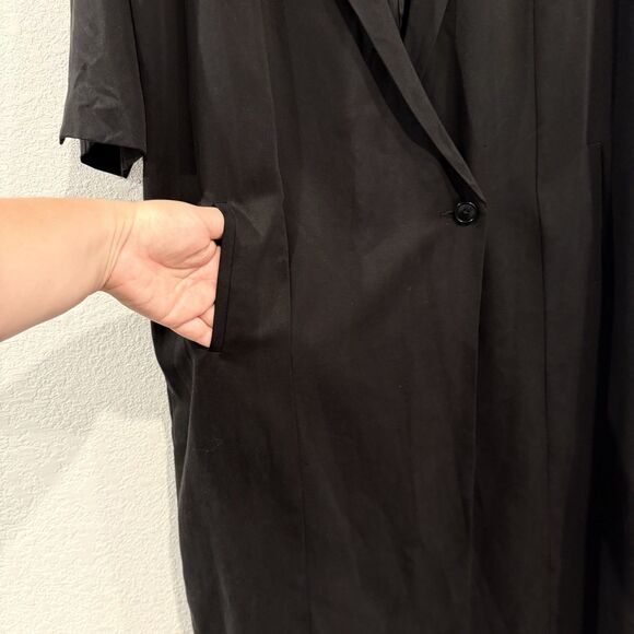 Grey Lab Longline Black Oversized Blazer Size Small Open Front Midi Coat Jacket - Picture 6 of 10
